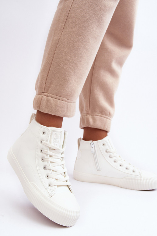 Women's Zip-Up Padded Sneakers White Big Star MM274017 Women's Zip-Up Padded Sneakers White Big Star MM274017