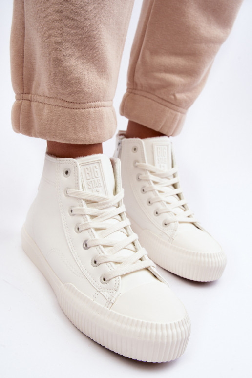 Women's Zip-Up Padded Sneakers White Big Star MM274017 Women's Zip-Up Padded Sneakers White Big Star MM274017