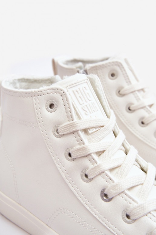 Women's Zip-Up Padded Sneakers White Big Star MM274017 Women's Zip-Up Padded Sneakers White Big Star MM274017