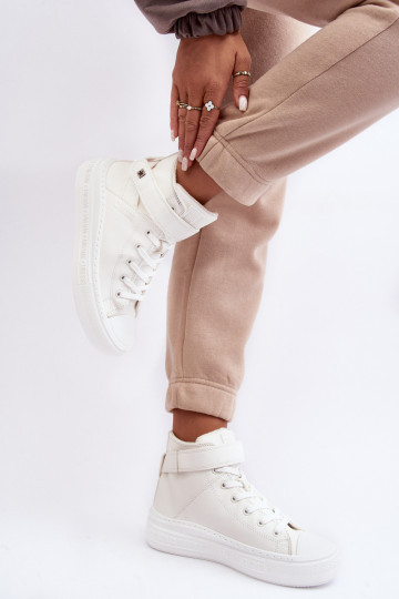 Women's Padded Platform Trainers White Big Star MM274006 2