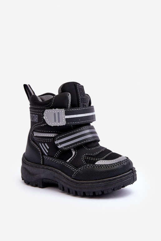 Children's Padded Snow Boots With Laces Black Big Star MM374129 Children's Padded Snow Boots With Laces Black Big Star MM374129