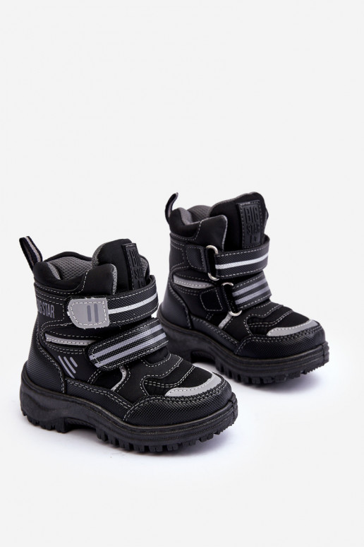 Children's Padded Snow Boots With Laces Black Big Star MM374129 Children's Padded Snow Boots With Laces Black Big Star MM374129