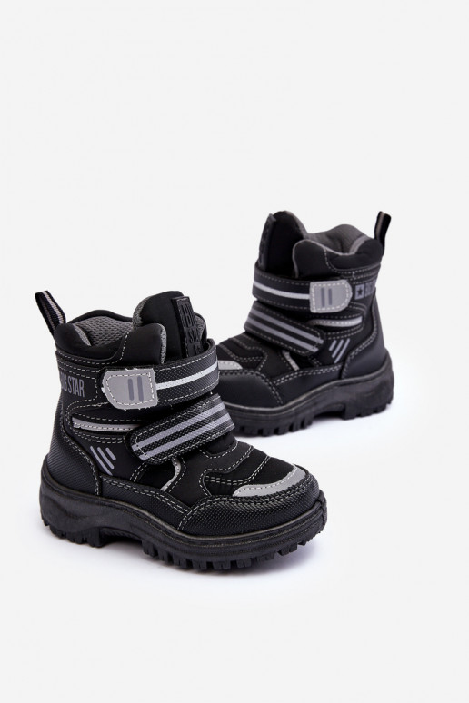 Children's Padded Snow Boots With Laces Black Big Star MM374129 Children's Padded Snow Boots With Laces Black Big Star MM374129
