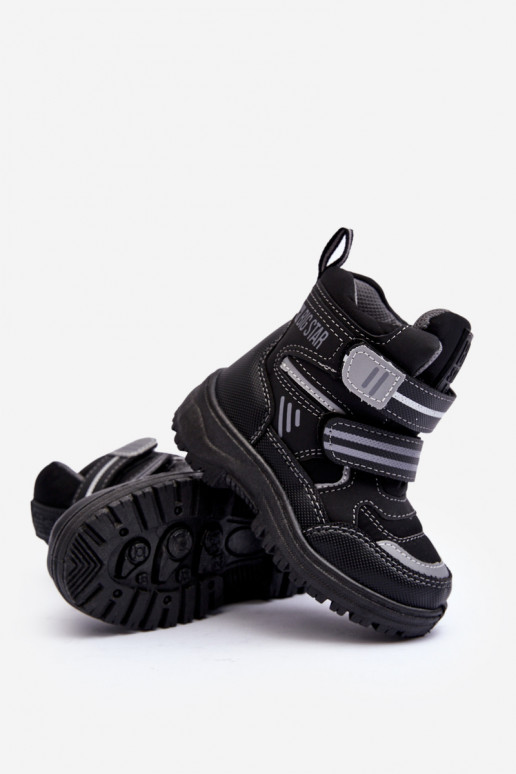 Children's Padded Snow Boots With Laces Black Big Star MM374129 Children's Padded Snow Boots With Laces Black Big Star MM374129