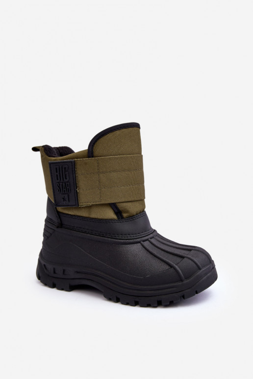 Children's Laced Up Snow Boots With Fleece Lining Khaki Big Star MM374123