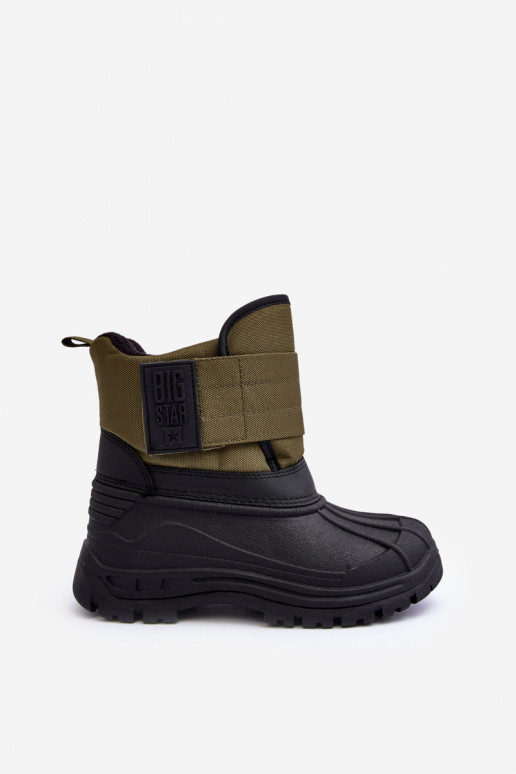 Children's Laced Up Snow Boots With Fleece Lining Khaki Big Star MM374123