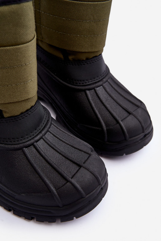 Children's Laced Up Snow Boots With Fleece Lining Khaki Big Star MM374123