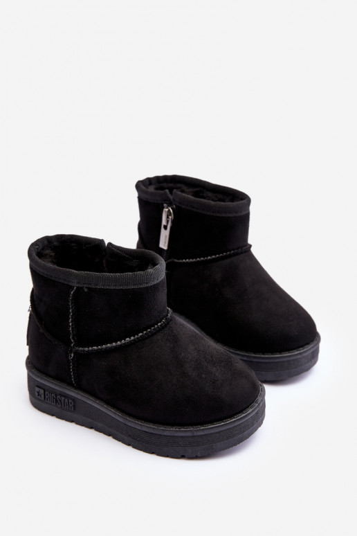 Children's Fur-Lined Snow Boots with Zipper Black Big Star MM374100