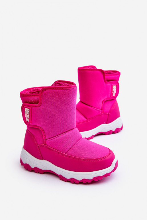 Children's Fleece-Lined Lace-up Snow Boots Pink Big Star MM374121 Children's Fleece-Lined Lace-up Snow Boots Pink Big Star MM374121