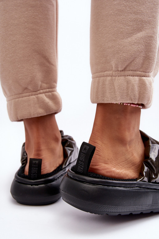 Women's Shiny Slippers Black Big Star MM274130