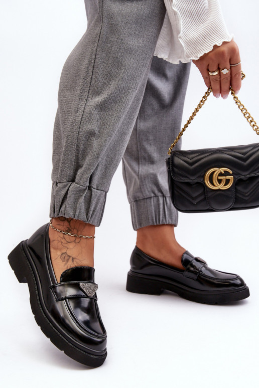 Women's Loafers Moccasins On A Flat Heel Black Venla Women's Loafers Moccasins On A Flat Heel Black Venla