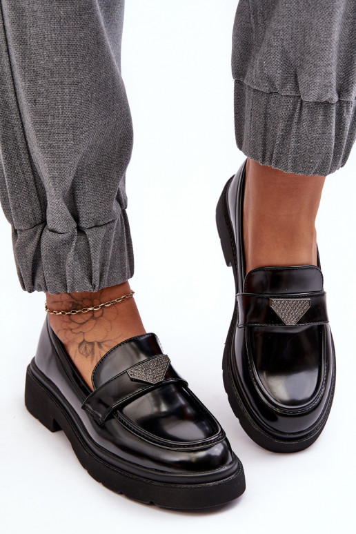 Women's Loafers Moccasins On A Flat Heel Black Venla Women's Loafers Moccasins On A Flat Heel Black Venla