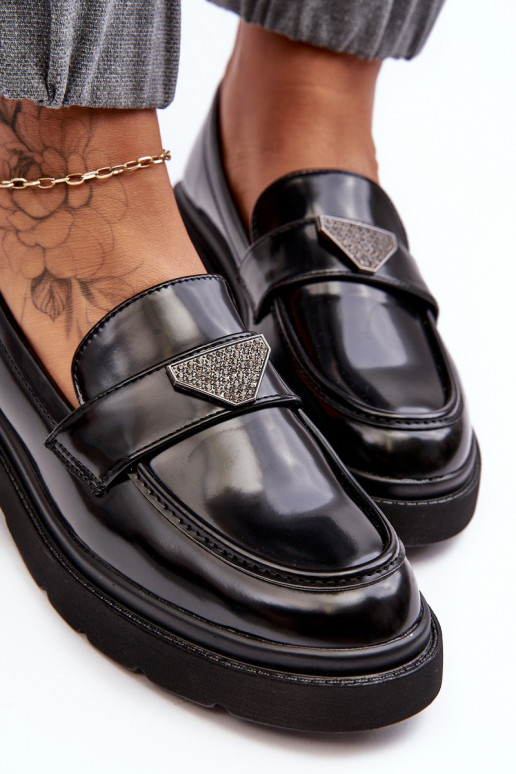 Women's Loafers Moccasins On A Flat Heel Black Venla Women's Loafers Moccasins On A Flat Heel Black Venla