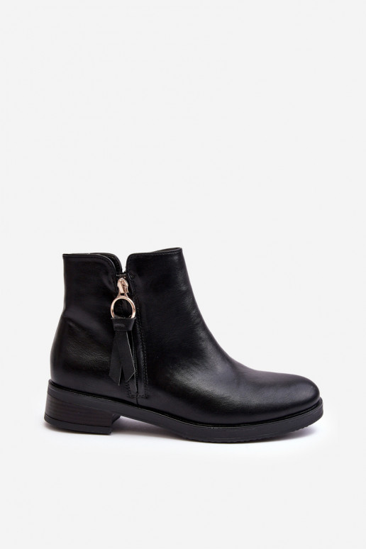 Women's Leather Flat Boots Black Vasica Women's Leather Flat Boots Black Vasica