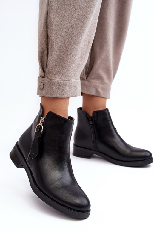 Women's Leather Flat Boots Black Vasica Women's Leather Flat Boots Black Vasica