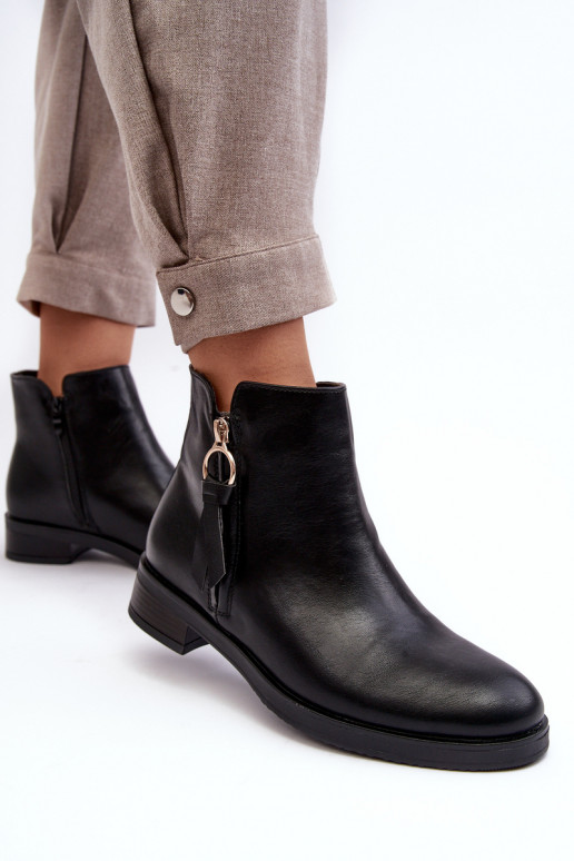 Women's Leather Flat Boots Black Vasica Women's Leather Flat Boots Black Vasica