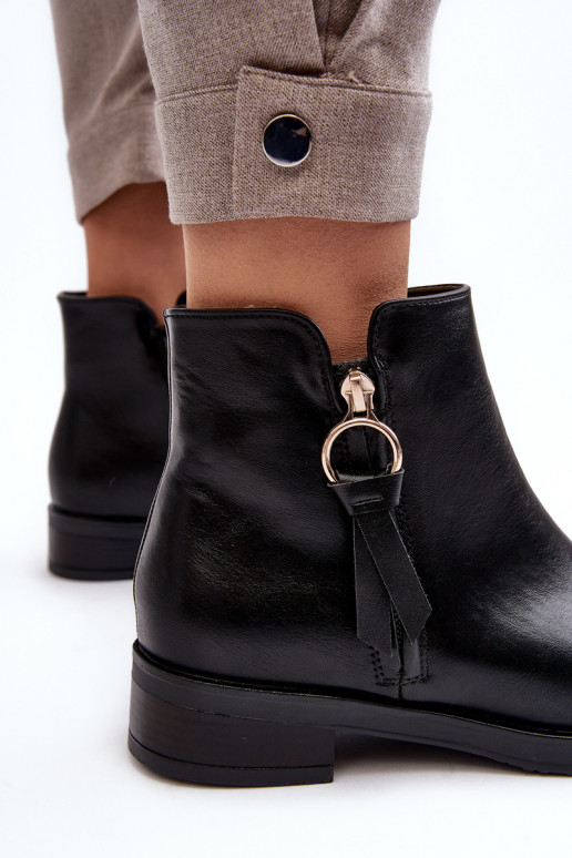 Women's Leather Flat Boots Black Vasica Women's Leather Flat Boots Black Vasica