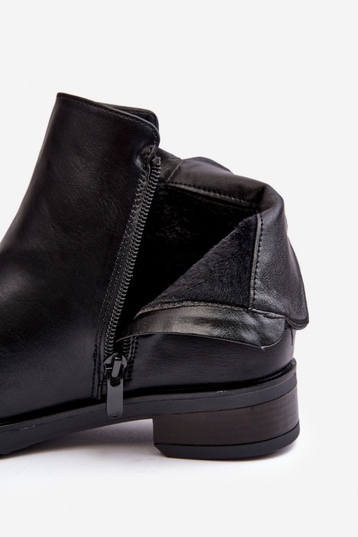 Women's Leather Flat Boots Black Vasica Women's Leather Flat Boots Black Vasica