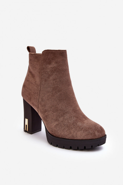 Suede Classic Boots On Heel Brown Amy Suede Classic Boots On Heel Brown Amy