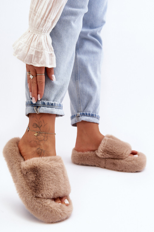 Women's Furry Slippers Beige Biella