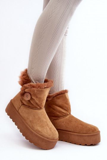 Women's Platform Snow Boots with Faux Fur Camel Wikas 2
