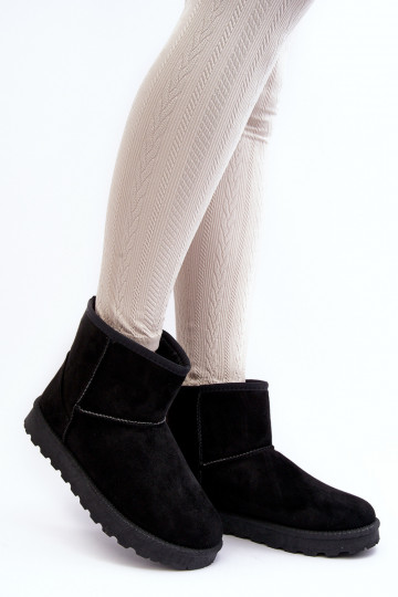 Women's Suede Snow Boots Fleece-Lined Black Nanga 2