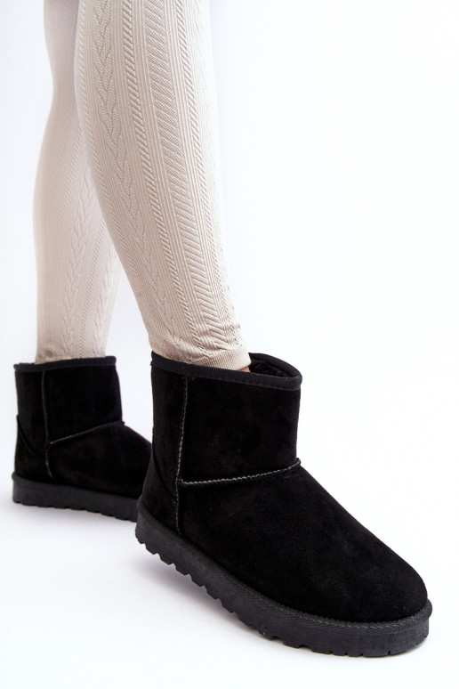 Women's Suede Snow Boots Fleece-Lined Black Nanga Women's Suede Snow Boots Fleece-Lined Black Nanga