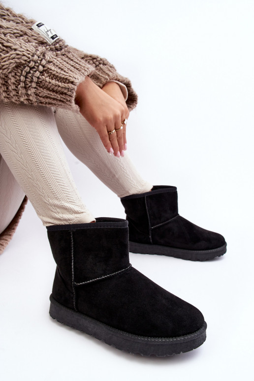 Women's Suede Snow Boots Fleece-Lined Black Nanga Women's Suede Snow Boots Fleece-Lined Black Nanga