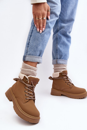 Women's Leather Trappers with Fur Brown Lynnvia 2