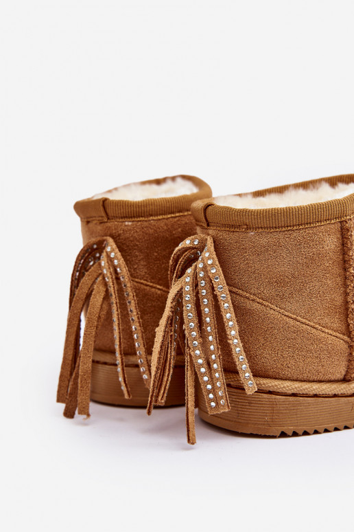 Children's Insulated Snow Boots with Fringes Camel Mikyla Children's Insulated Snow Boots with Fringes Camel Mikyla