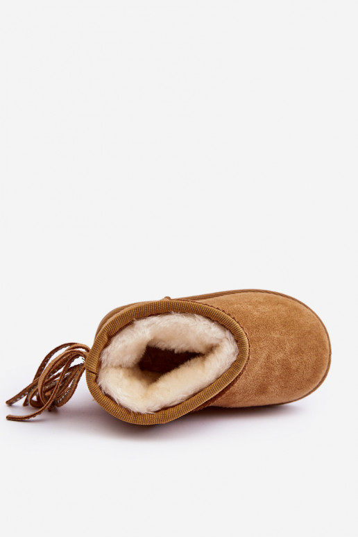 Children's Insulated Snow Boots with Fringes Camel Mikyla Children's Insulated Snow Boots with Fringes Camel Mikyla