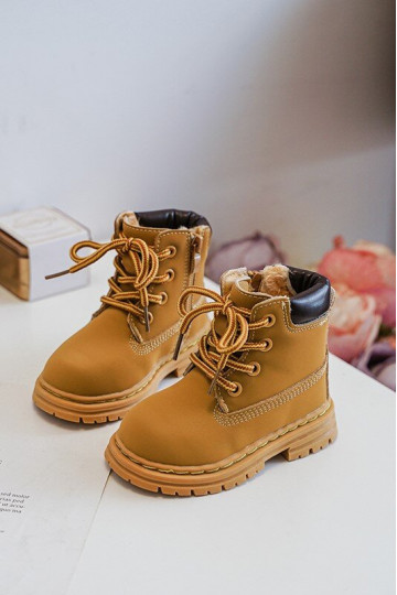 Children's Trapper Boots With Zip Camel Bansi 2