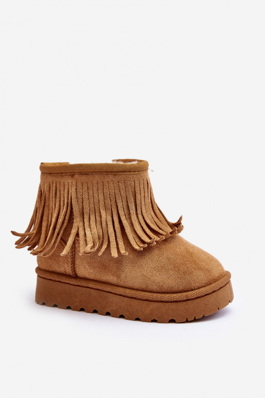Children's Snow Boots with Decorative Fringes Camel Nimia Children's Snow Boots with Decorative Fringes Camel Nimia