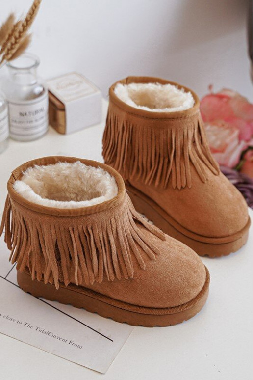 Children's Snow Boots with Decorative Fringes Camel Nimia Children's Snow Boots with Decorative Fringes Camel Nimia