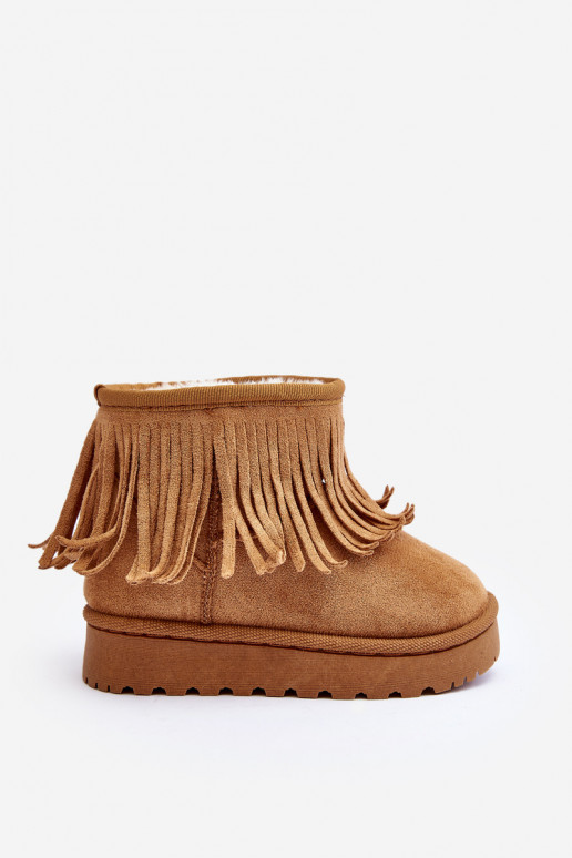 Children's Snow Boots with Decorative Fringes Camel Nimia Children's Snow Boots with Decorative Fringes Camel Nimia