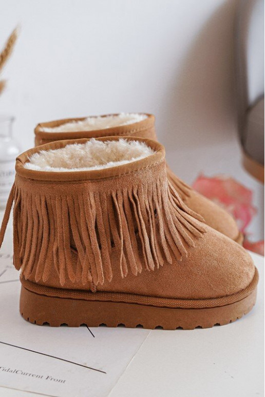 Children's Snow Boots with Decorative Fringes Camel Nimia Children's Snow Boots with Decorative Fringes Camel Nimia