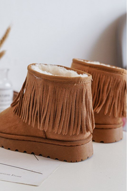 Children's Snow Boots with Decorative Fringes Camel Nimia Children's Snow Boots with Decorative Fringes Camel Nimia