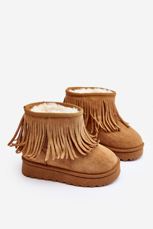 Children's Snow Boots with Decorative Fringes Camel Nimia Children's Snow Boots with Decorative Fringes Camel Nimia