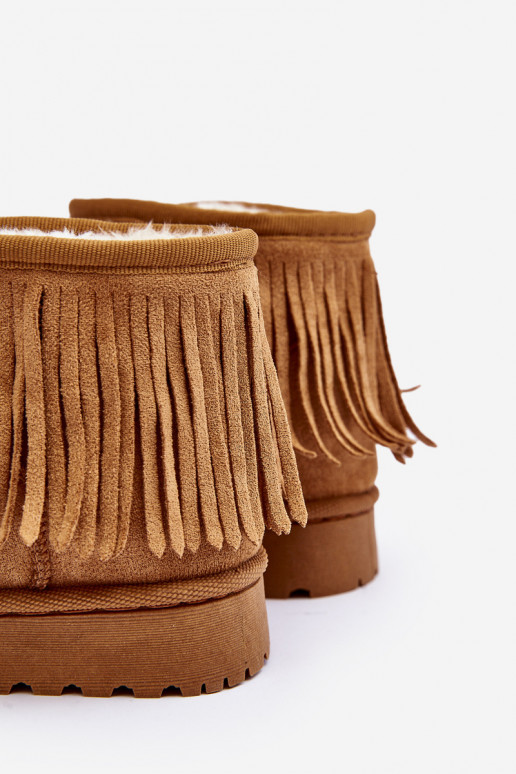 Children's Snow Boots with Decorative Fringes Camel Nimia Children's Snow Boots with Decorative Fringes Camel Nimia