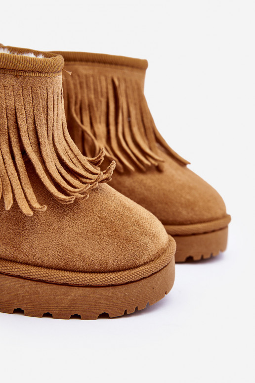 Children's Snow Boots with Decorative Fringes Camel Nimia Children's Snow Boots with Decorative Fringes Camel Nimia