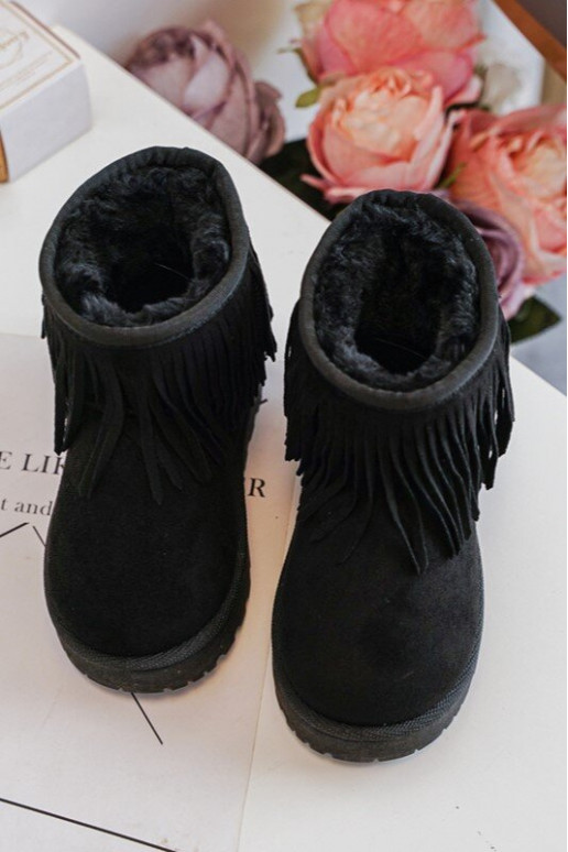 Children's Fur-Lined Snow Boots with Decorative Fringes Black Nimia Children's Fur-Lined Snow Boots with Decorative Fringes Black Nimia