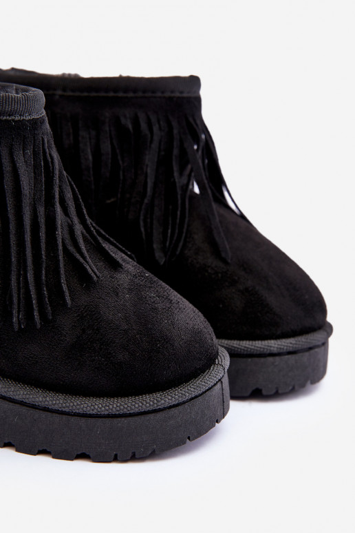 Children's Fur-Lined Snow Boots with Decorative Fringes Black Nimia Children's Fur-Lined Snow Boots with Decorative Fringes Black Nimia