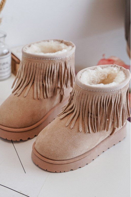 Fleece-Lined Snow Boots with Decorative Fringes for Kids Beige Nimia'