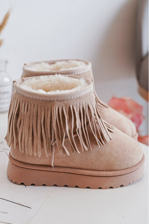 Fleece-Lined Snow Boots with Decorative Fringes for Kids Beige Nimia'