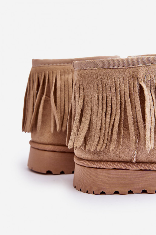 Fleece-Lined Snow Boots with Decorative Fringes for Kids Beige Nimia'
