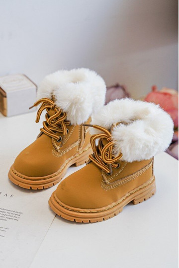Children's Trapper Boots with Zip and Faux Fur Camel Gerande 2