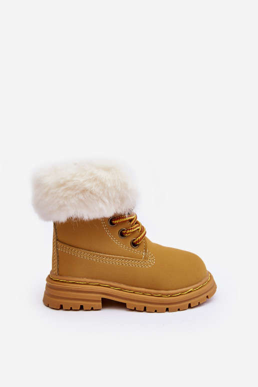 Children's Trapper Boots with Zip and Faux Fur Camel Gerande