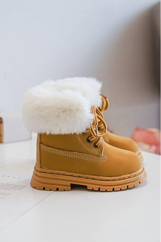 Children's Trapper Boots with Zip and Faux Fur Camel Gerande