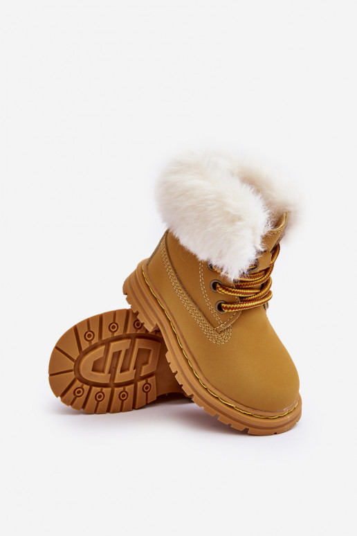 Children's Trapper Boots with Zip and Faux Fur Camel Gerande