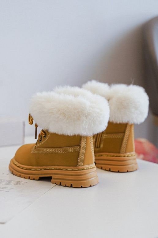 Children's Trapper Boots with Zip and Faux Fur Camel Gerande
